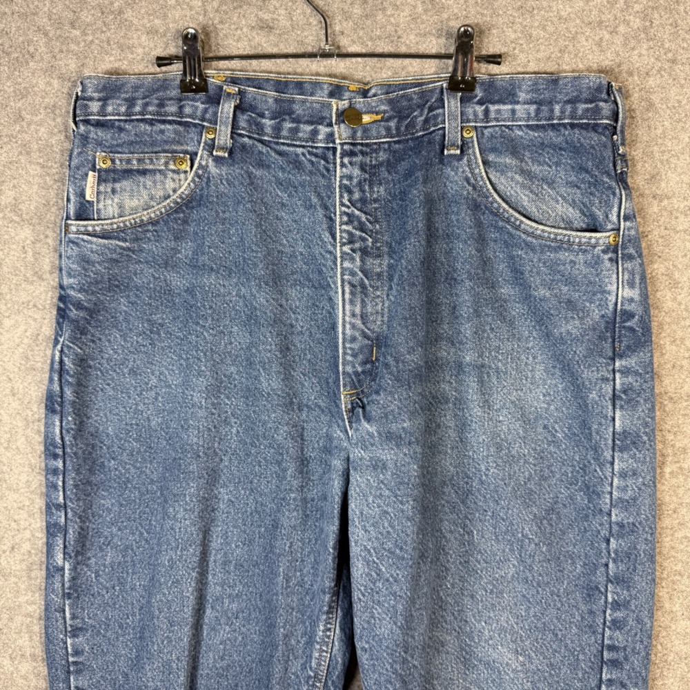 Carhartt Men's Flannel Lined Relaxed‎ Fit Blue Denim Jeans 38x30 Workwear